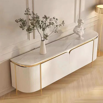 Signature Ophelia Luxury Sintered Snow Mountain Stone Top TV Stand Cabinet Unit