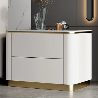 Raye Marble Top Leather Nightstand Side Table