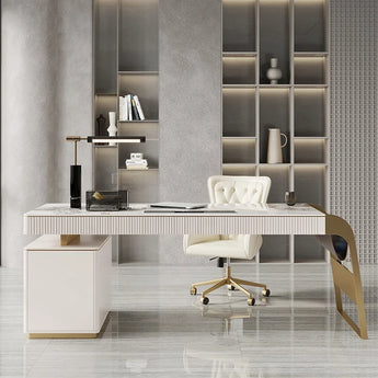 Chicago Marble Top Solid Wood Executive Office Desk