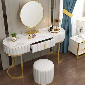 La Venetta 3 Piece Marble Top Leather Vanity Set