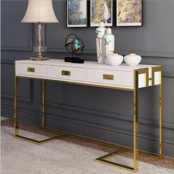 Hermosa Tempered Glass Console Table - White