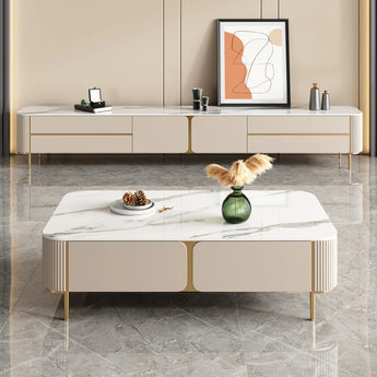 2.4M Elysia Solid Marble Stone TV Stand