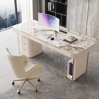 Beverly Luxury Marble Top Solid Wood Executive Office Working Desk