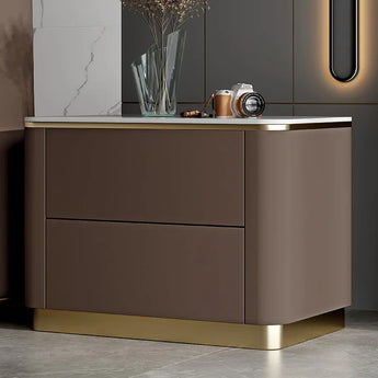 Raye Marble Top Leather Nightstand Side Table