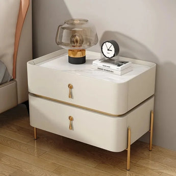 Keyva Marble Top Leather Nightstand