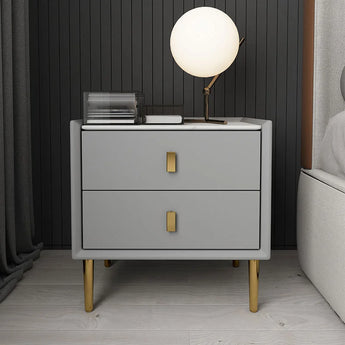 Riyal Marble Top Leather Nightstand Side Table