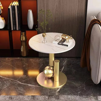 Modern Gold White Marble Side Table