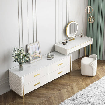 Versailles 3 Piece Marble Top Leather Vanity Set