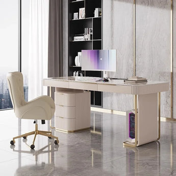 Beverly Luxury Marble Top Solid Wood Executive Office Working Desk