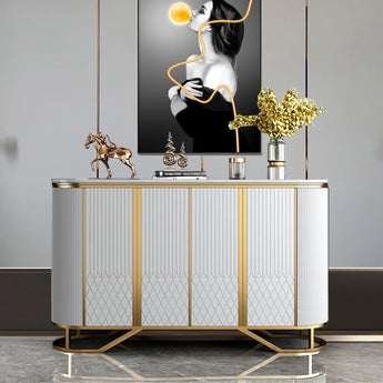 1.5M Sienna Marble Top Sideboard - White