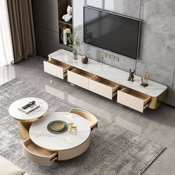 2.4M Goldwyn Solid Marble Stone TV Stand