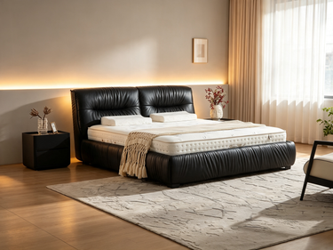 HONOR Luxury Italian Grade A Cowhide Genuine Leather Gas Lift Bed | King & Queen Bed Frame-3