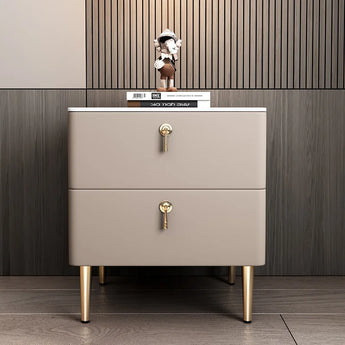 Royce Marble Top Leather Nightstand Side Table