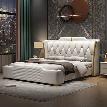 Sweet Night Luxury Queen Size Bed with Gas Lifting – Light Beige