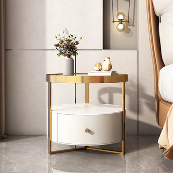 Royal Marble Top Glass Nightstand