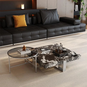1M Burton Solid Marble Stone Coffee Table Set