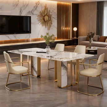 Maradyne Modern Luxury Marble Gold Dining Table