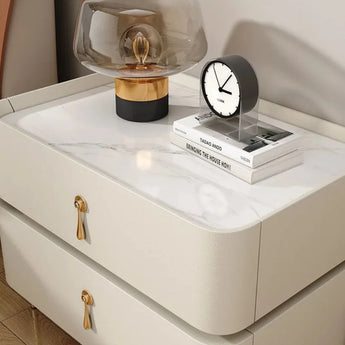 Keyva Marble Top Leather Nightstand