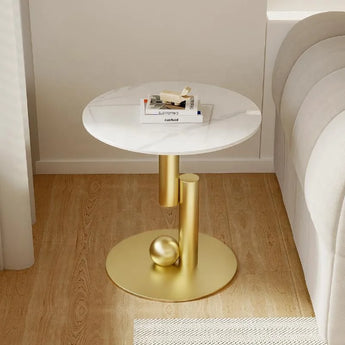 🟢 IN STOCK Modern Gold Snow Mountain White Marble Side Table