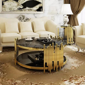 Throne Black Gold Tempered Glass Coffee Table