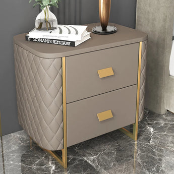 Lafeeya Marble Top Leather Nightstand Side Table