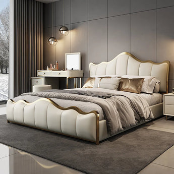 Frances Upholstered Leather King Size Bedframe