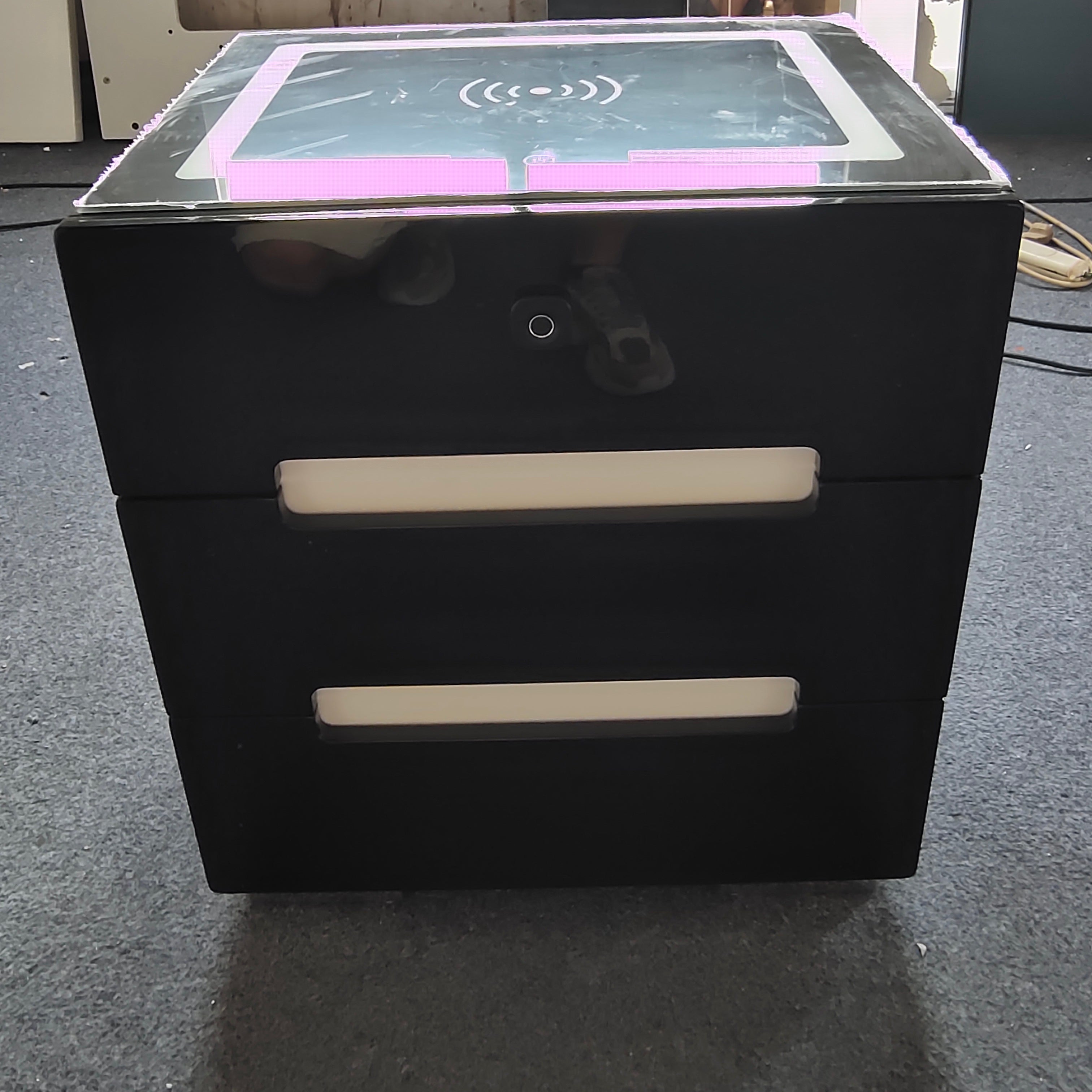 Led Tux 🟢 IN STOCK Tuxedo High Gloss Smart LED Side Table Nightstand with Blue