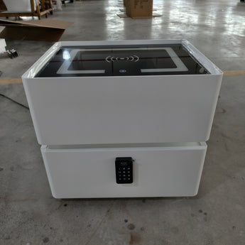 🟢 IN STOCK Snow White Smart Side Table Nightstand with Bluetooth Speaker and Wireless Charger Top