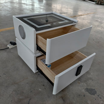 🟢 IN STOCK Snow White Smart Side Table Nightstand with Bluetooth Speaker and Wireless Charger Top