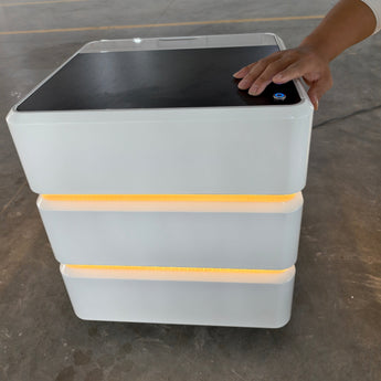 🟢 IN STOCK Modern Luxury Aura High Gloss Paint Cabinet Smart LED Side Table