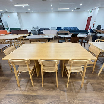 Oak Light Dining Table 8-Seater Set