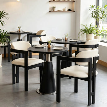 KAZE Solid Wood Leather Upholstery Dining Chair - Black