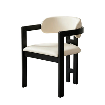KAZE Solid Wood Leather Upholstery Dining Chair - Black