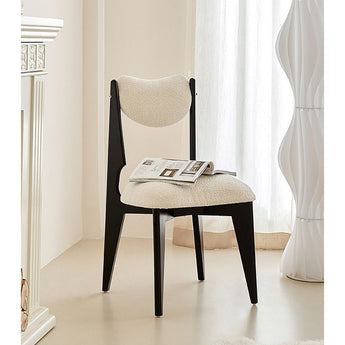KITSU Solid Wood Boucle Fabric Upholstery Dining Chair