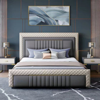 London Modern Italian Luxury Leather Upholstery Bedframe