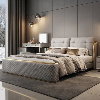 Monarch King Bedframe Genuine Leather Gas Lifting