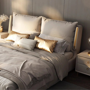 Monaco Luxury Upholstered Leather Solid Wood Bed Frame