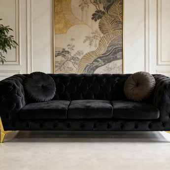 MOROCCO Black Velvet 3 Seater Sofa for Sale Australia