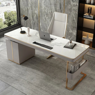 Marble Office Desk with Drawers