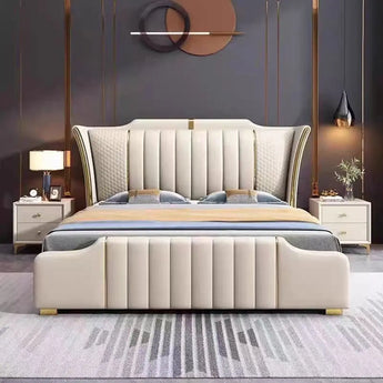 Milan Premium Leather King Size Bedframe (Gas Lifting)