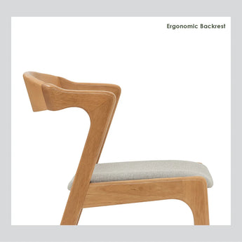 🟢 IN STOCK- Nazo Solid Malaysian Oak Dining Chair – Natural Frame & Light Grey Seat (Easy Assembly, In Stock Australia)