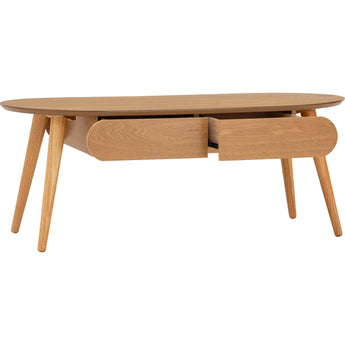 🟢 IN STOCK 1.2M ORRA Malaysian Oak Solid Wood Coffee Table with Drawers - Natural