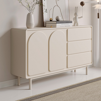 PERRI Modern White Luxury Solid Wood High Gloss Paint Cabinet Buffet Sideboard