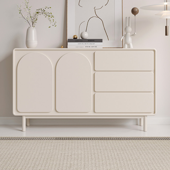 PERRI Modern White Luxury Solid Wood High Gloss Paint Cabinet Buffet Sideboard