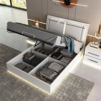 Moonstone Queen Bedframe with LED and Storage