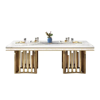 1.8M Royal Solid Marble Stone Top Dining Set