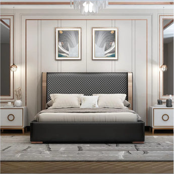 Selena Luxury Upholstered Leather Solid Wood Bed Frame