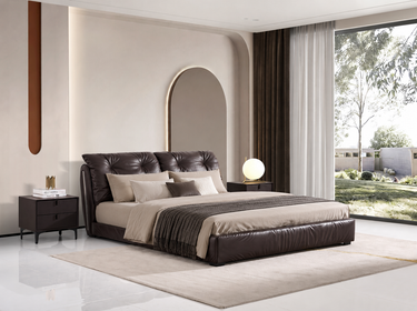 RUSSO Leather Gas Lift Bed | King and Queen Size Beds