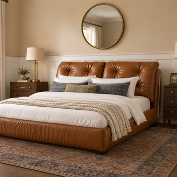 RUSSO Luxury Italian Grade A Cowhide Genuine Leather Gas Lift Bed | King & Queen Size Bed Frame-1