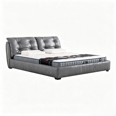 RUSSO Luxury Italian Grade A Cowhide Genuine Leather Gas Lift Bed | King & Queen Size Bed Frame-17